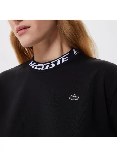 Lacoste T-Shirt Z Okrągłym Dekoltem Z Długim Rękawem Z Nadrukiem Oversize czarny
