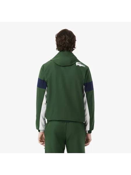 Lacoste Kurtka Z Kapturem Z Blokadą Koloru Regular Fit zielona