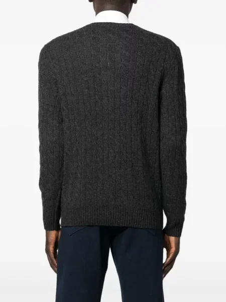 Кариран вълнен суичър с качулка Polo Ralph Lauren бродиран зелено