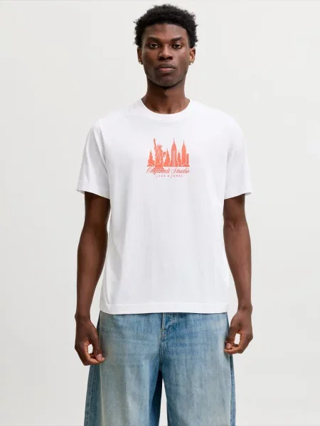JACK & JONES Tricou JORNORREBRO corai alb