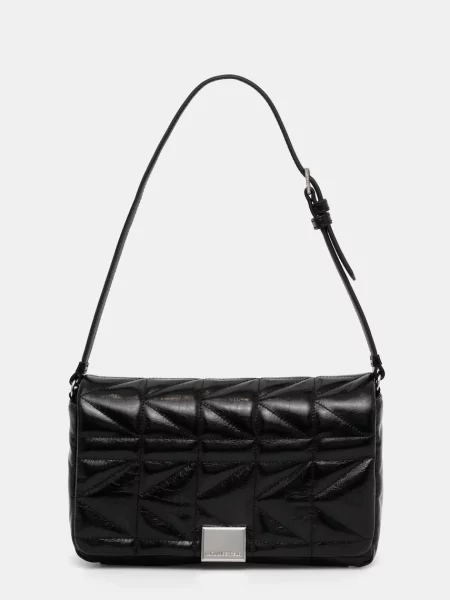 Geanta de piele Karl Lagerfeld negru