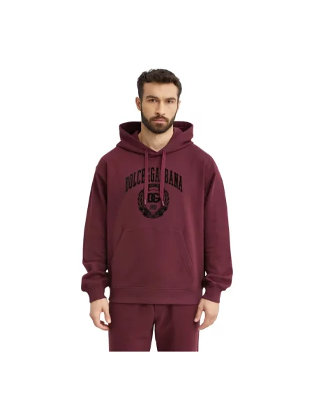 Bluza z kapturem Dolce And Gabbana z kapturem z logo brązowa