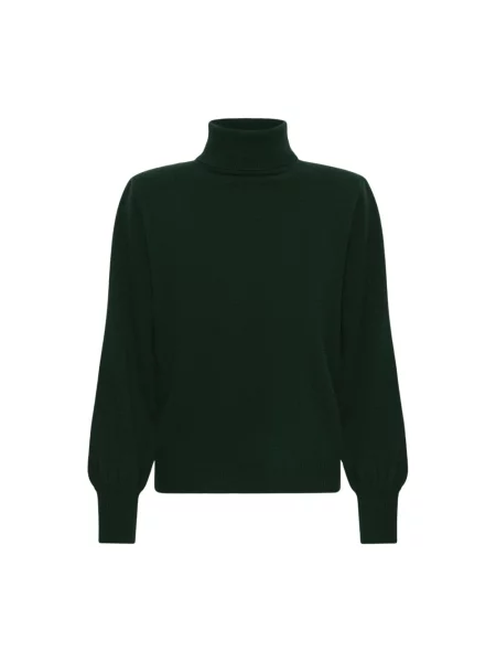 Lniany sweter z golfem My Essential Wardrobe zielony