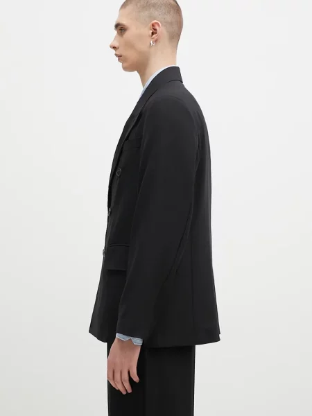 Our Legacy marynarka wełniana Unconstructed Db Blazer czarny niebieska