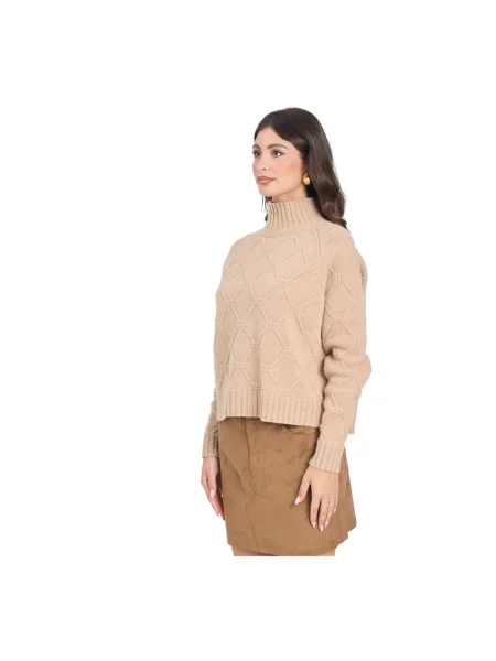 Dzianinowy sweter Elisabetta Franchi beżowy