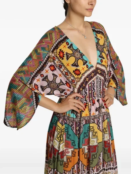 Rochie maxi Miau By Clara Rotescu cu decolteu în V galben