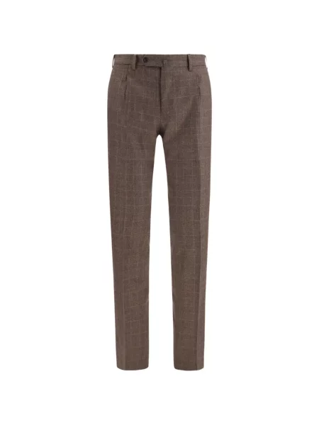 Pantaloni Germano 1952 de lână în carouri maro