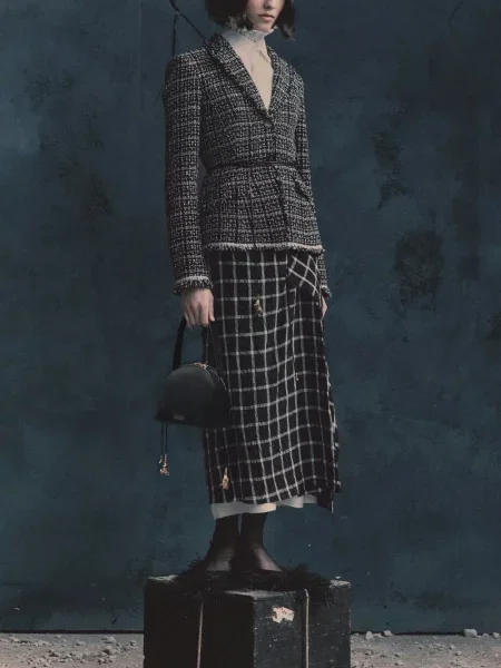 Sacou Erdem din tweed negru