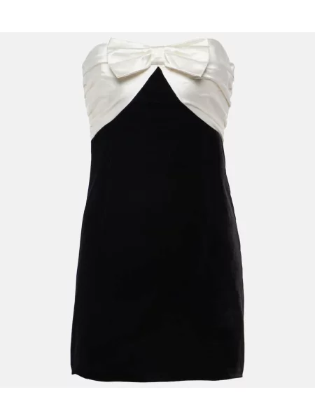 Žametna obleka Alessandra Rich z lokom iz rebrastega žameta brez naramnic črna