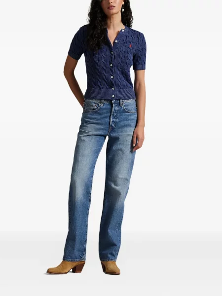 Tricou Polo Ralph Lauren cu broderie de costum cu dungi alb