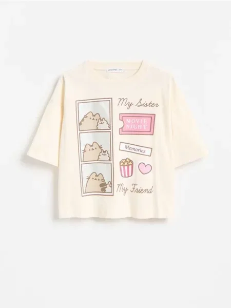 Reserved Футболка Pusheen нюдовий 