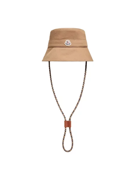 Kapelusz Moncler płócienny z logo brązowy