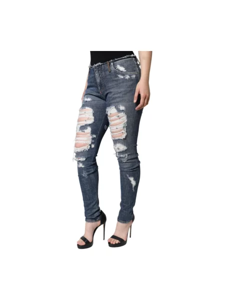 Skinny jeansy skinny Dolce And Gabbana niebieskie