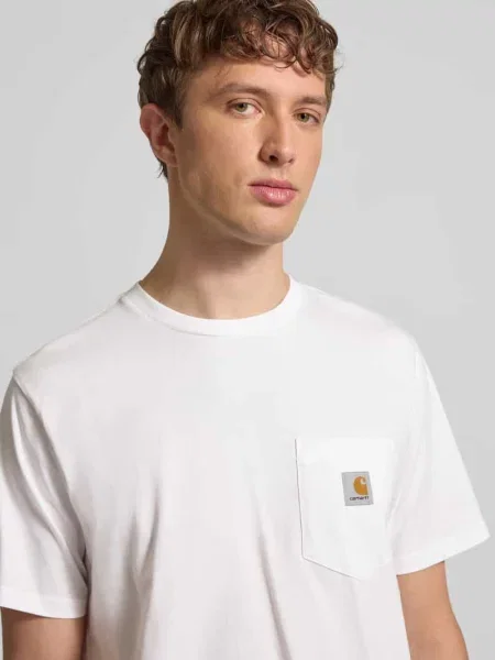 Koszulka Carhartt Wip z dżerseju z autografem biała