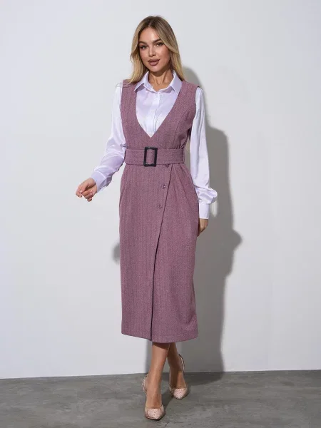 Вовняна Сукня міді ISSA Plus бордовий