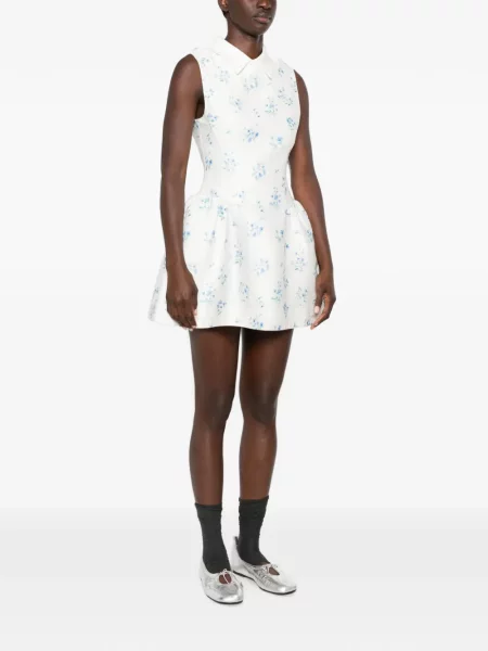 Rochie mini Shushu/tong cu model floral cu imagine alb