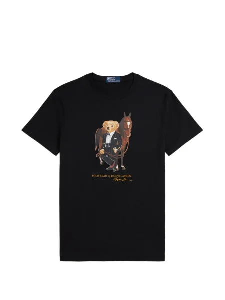 Tricou polo Polo Ralph Lauren cu dungi cu două rânduri de nasturi cu aplicații negru