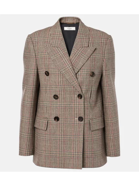 Sacou Chloé de lână în carouri maro