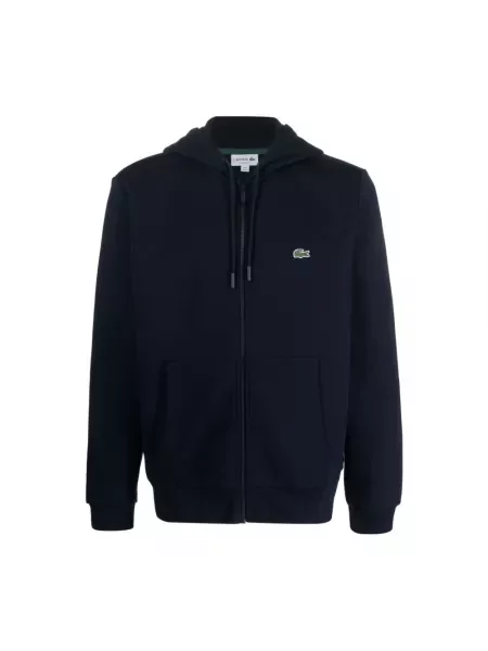 Bluza rozpinana Lacoste z kapturem z długim rękawem niebieska