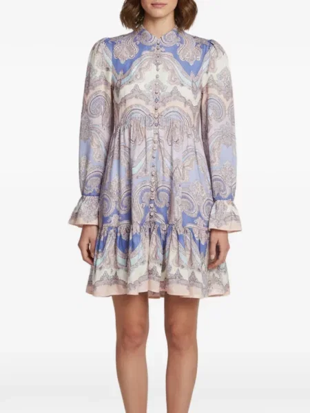 Rochie mini Zimmermann cu imagine cu model paisley albastru