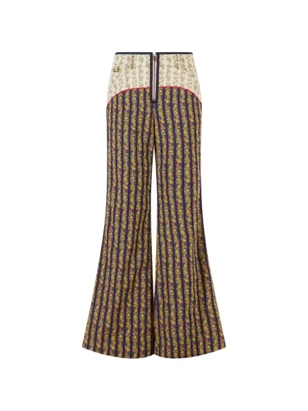 Pantaloni Rosie Assoulin cu model floral cu imagine evazate albastru