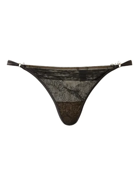 Chiloți tanga Twinset din dantelă negru