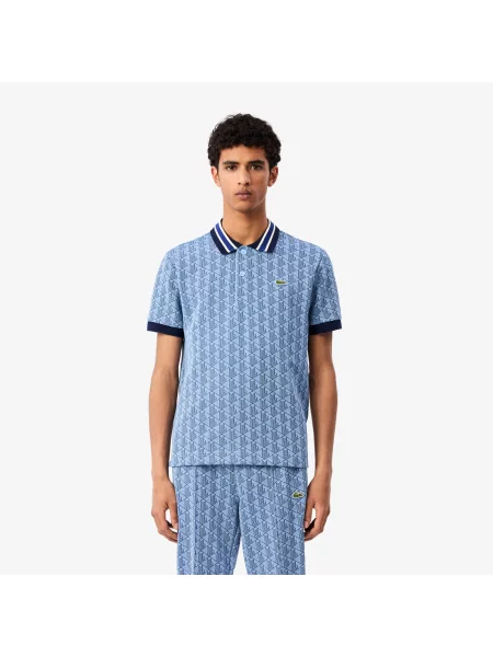 Lacoste Koszulka Polo Z Monogramem I Kołnierzykiem Kontrastowym