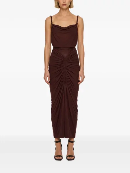 Rochie maxi Rick Owens Lilies cu volane roșu