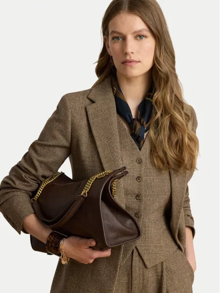 Kabelka LAUREN RALPH LAUREN Tmavě hnědá
