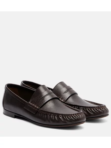 Pantofi loafer Brunello Cucinelli din piele maro
