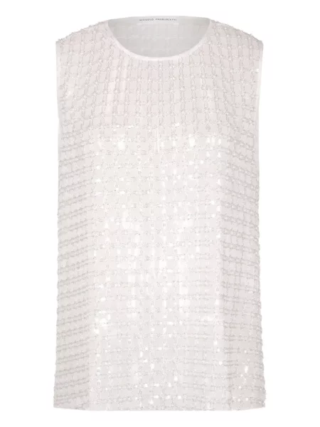 Top Niccolò Pasqualetti w kwiatki tiulowy biały