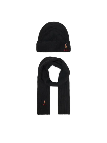 Set Fular și Căciulă Polo Ralph Lauren negru