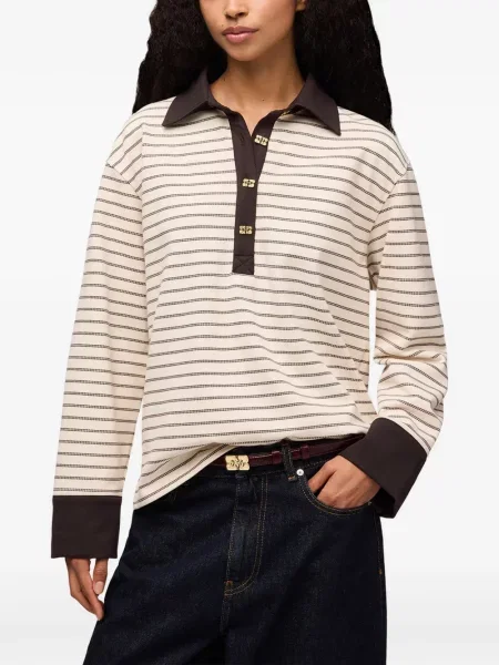 Tricou polo Ganni cu dungi