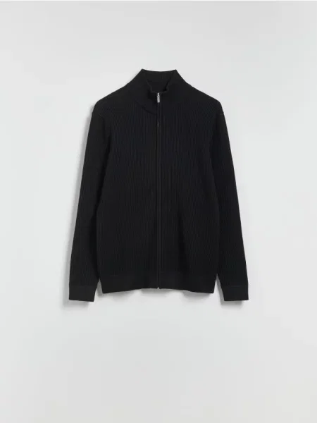 Reserved Rozpinany sweter ze stójką czarny