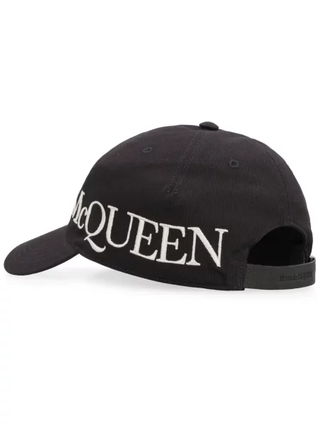Haftowana czapka z daszkiem Alexander Mcqueen czarna