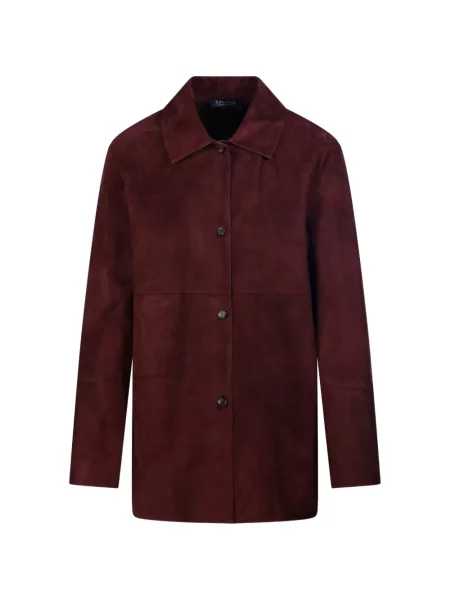 Palton 's Max Mara din piele de căprioară roșu