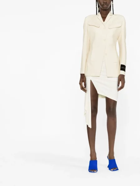 Vilnonis vienakrūtis švarkas Off-white balta