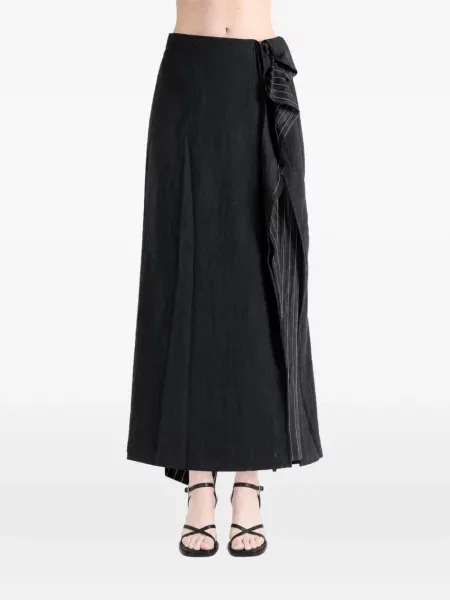 Миди пола Yohji Yamamoto с волани черно