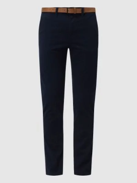 Chinosy o kroju slim fit z Tom Tailor Denim granatowe