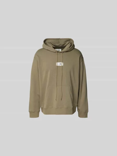 Bluza z kapturem z detal z logo Mm6 Maison Margiela beżowa