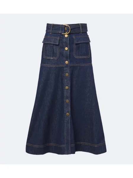 Cu centură fustă din denim Zimmermann albastru