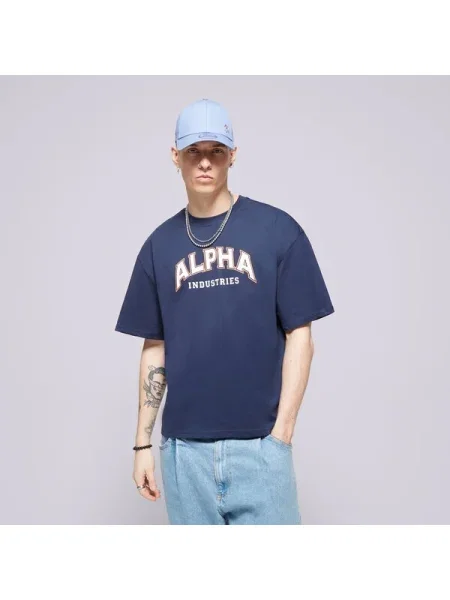 Тениска Alpha Industries College с принт тъмносиньо