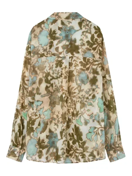 Cămașă Forte_forte cu model floral cu imagine bej