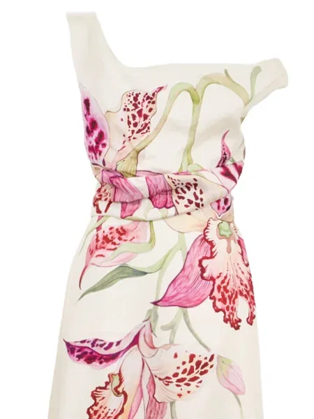 Květinové oblekové šaty Clea na jedno rameno