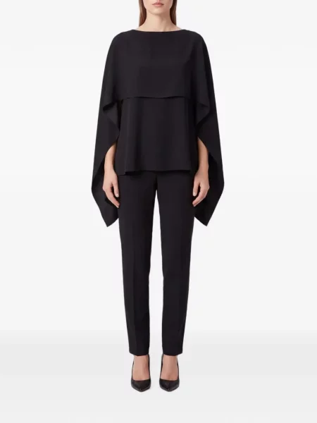 Geacă Alberta Ferretti din satin asimetrică negru