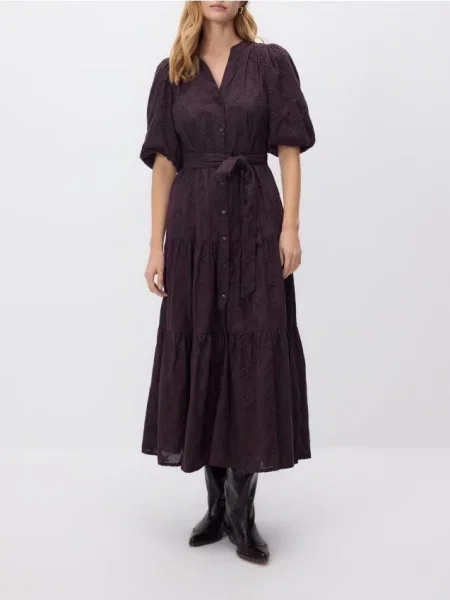 Reserved Платье макси с вышивкой буряковий 