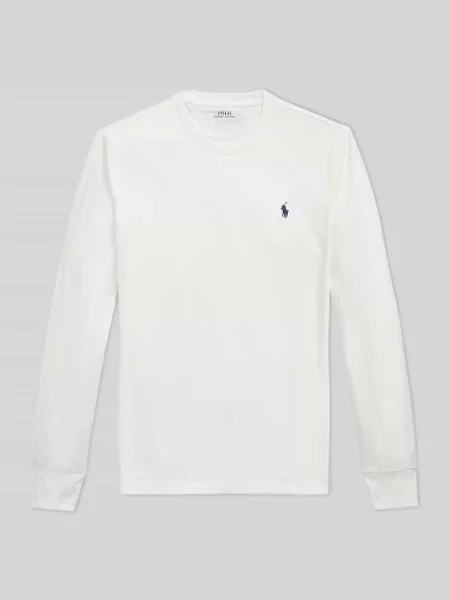 Bluzka z długim rękawem o kroju regular fit z czystej bawełny Polo Ralph Lauren biała