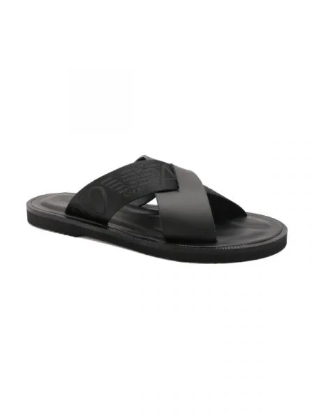 Emporio Armani De piele șlapi negru