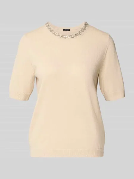 T-shirt w kroju regular fit z domieszką i kaszmiru model Krissi' Joop! beżowa