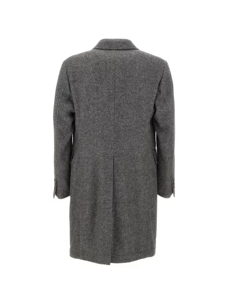 Palton Eleventy cu model herringbone cu două rânduri de nasturi gri